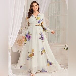 Fabric: 100% Polyester.   Bust:44.5” Waist 39.4” sleeve: 24”